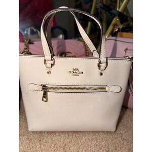 Coach Mini Leather Crossbody Tote Ivory With Crossbody Strap SUPER CUTE!!!